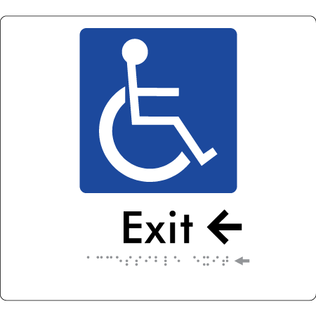 Accessible Exit with Small Directional Arrow - Braille Tactile Signs Aust.