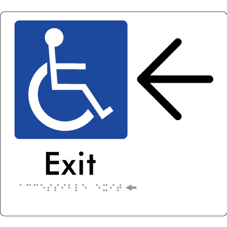 Accessible Exit with Large Directional Arrow - Braille Tactile Signs Aust.