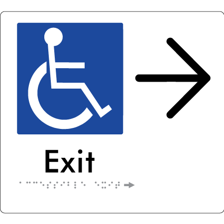 Accessible Exit with Large Directional Arrow - Braille Tactile Signs Aust.