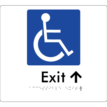 Accessible Exit with Small Directional Arrow - Braille Tactile Signs Aust.