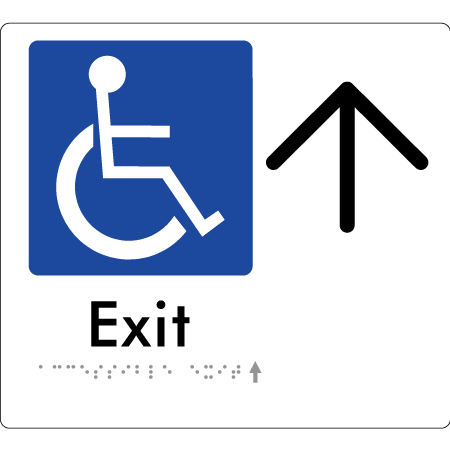 Accessible Exit with Large Directional Arrow - Braille Tactile Signs Aust.