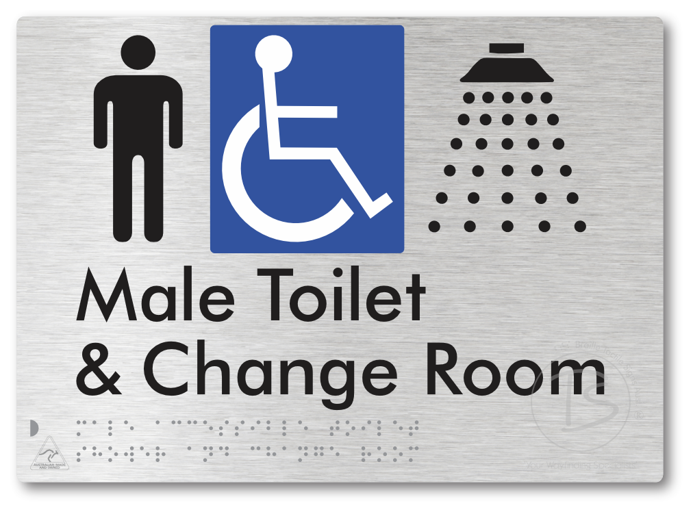 Male Accessible Toilet Shower & Change Room - Braille Tactile Signs Aust.
