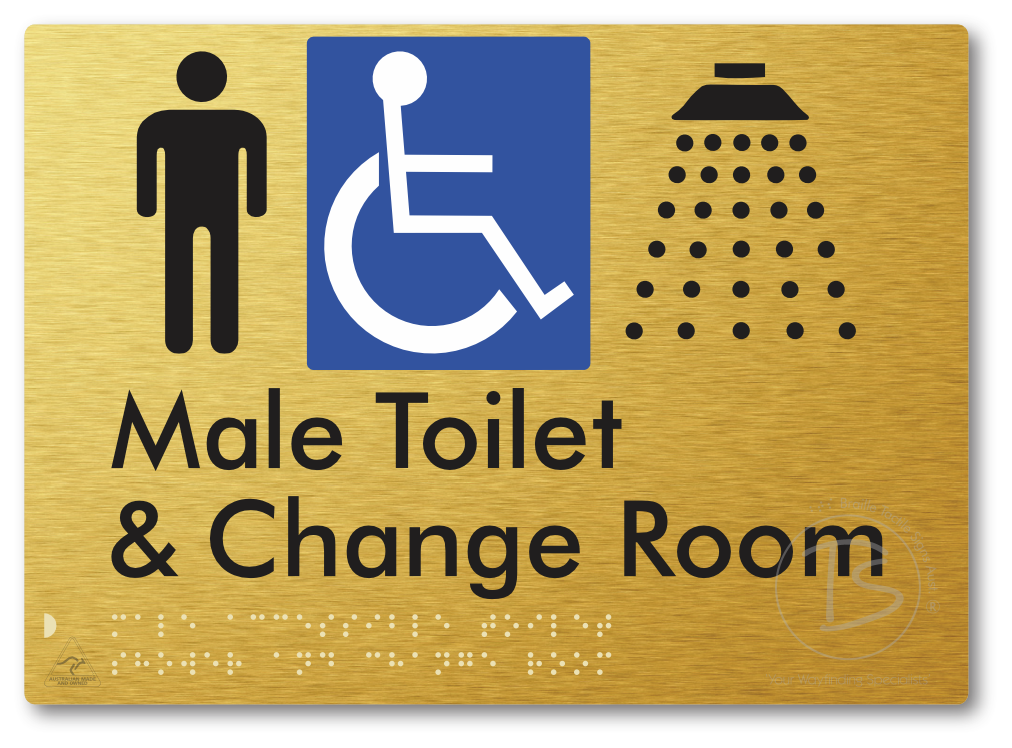Male Accessible Toilet Shower & Change Room - Braille Tactile Signs Aust.