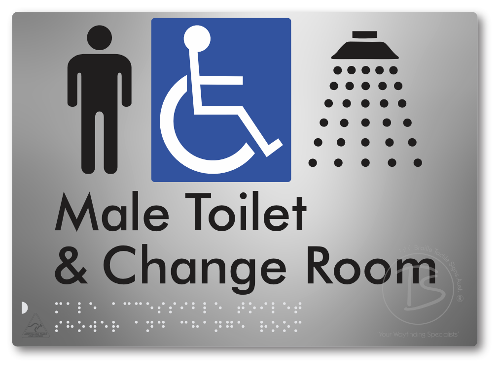 Male Accessible Toilet Shower & Change Room - Braille Tactile Signs Aust.