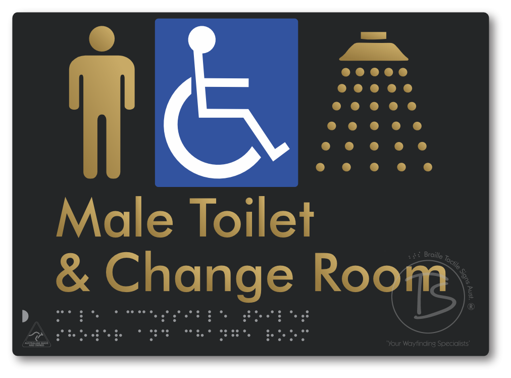 Male Accessible Toilet Shower & Change Room - Braille Tactile Signs Aust.