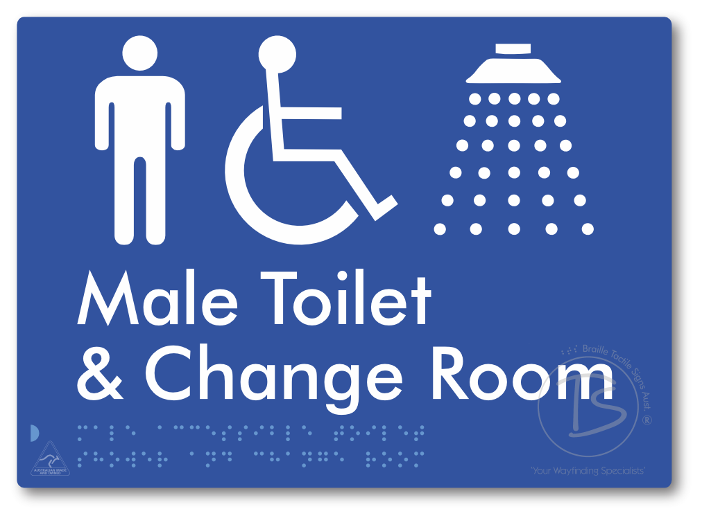 Male Accessible Toilet Shower & Change Room - Braille Tactile Signs Aust.