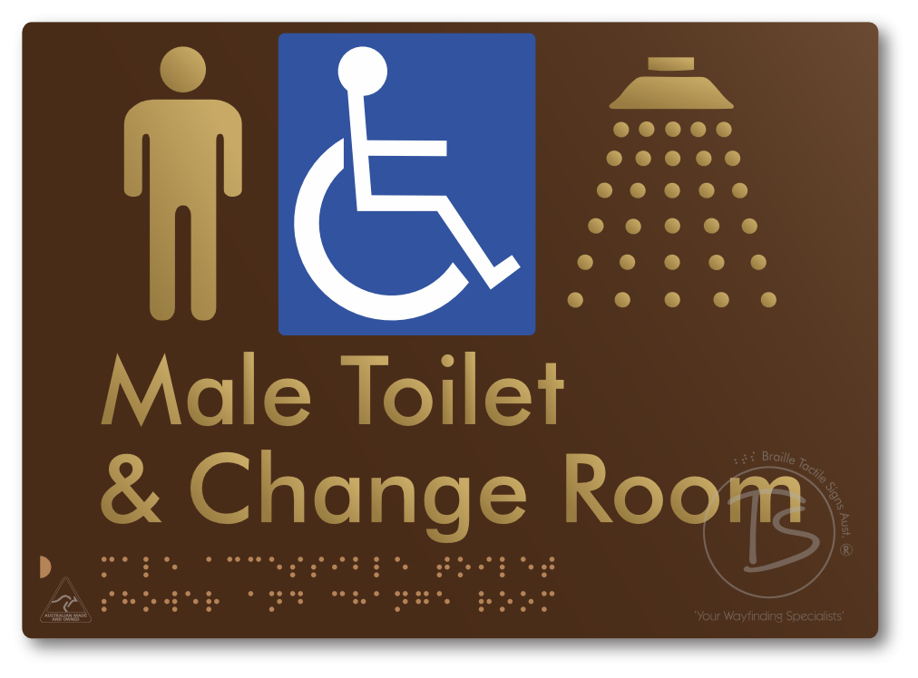 Male Accessible Toilet Shower & Change Room - Braille Tactile Signs Aust.