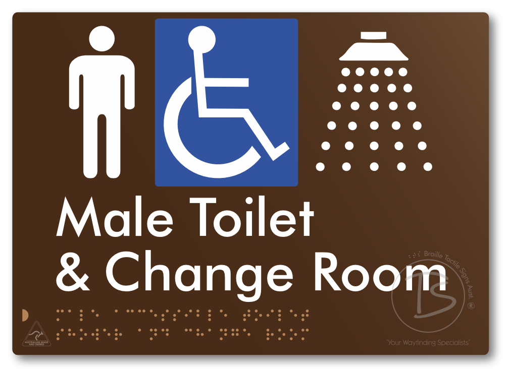 Male Accessible Toilet Shower & Change Room - Braille Tactile Signs Aust.