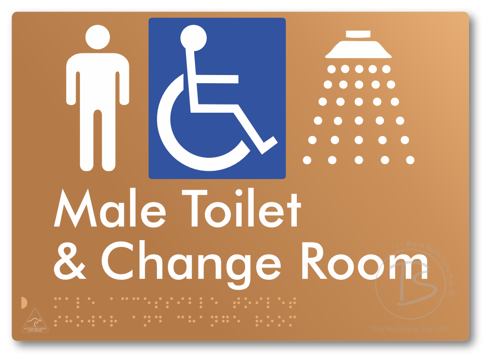 Male Accessible Toilet Shower & Change Room - Braille Tactile Signs Aust.