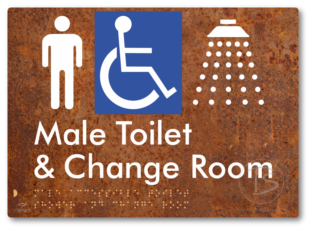 Male Accessible Toilet Shower & Change Room - Braille Tactile Signs Aust.