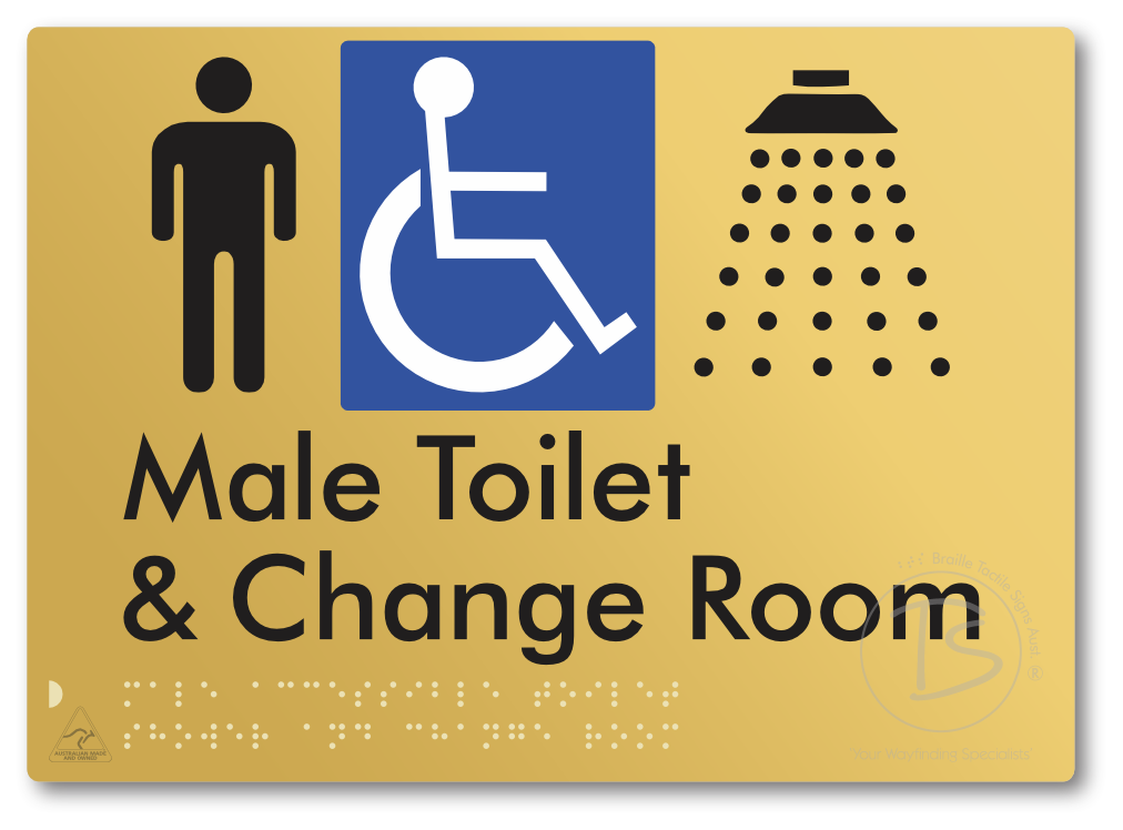 Male Accessible Toilet Shower & Change Room - Braille Tactile Signs Aust.