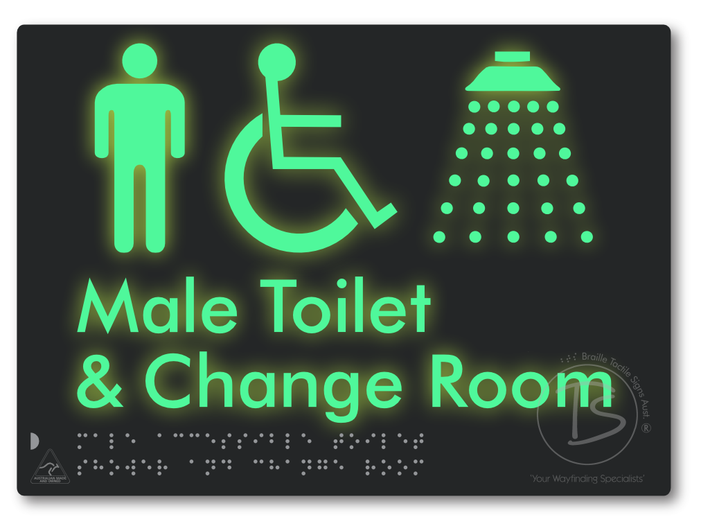 Male Accessible Toilet Shower & Change Room - Braille Tactile Signs Aust.