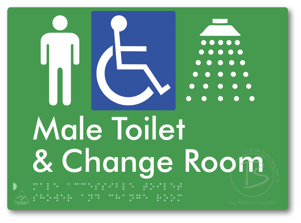 Male Accessible Toilet Shower & Change Room - Braille Tactile Signs Aust.