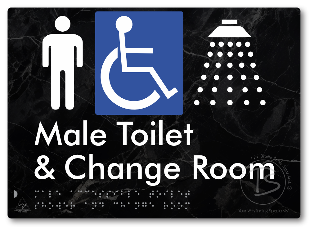 Male Accessible Toilet Shower & Change Room - Braille Tactile Signs Aust.
