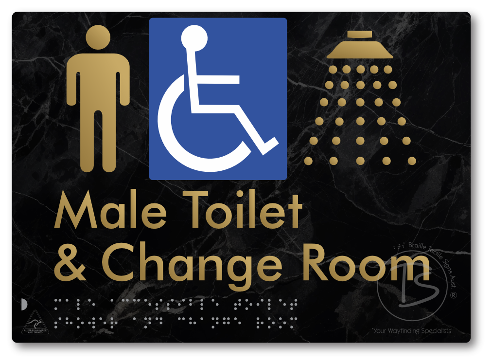 Male Accessible Toilet Shower & Change Room - Braille Tactile Signs Aust.