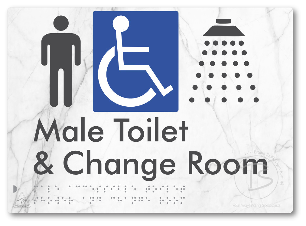 Male Accessible Toilet Shower & Change Room - Braille Tactile Signs Aust.