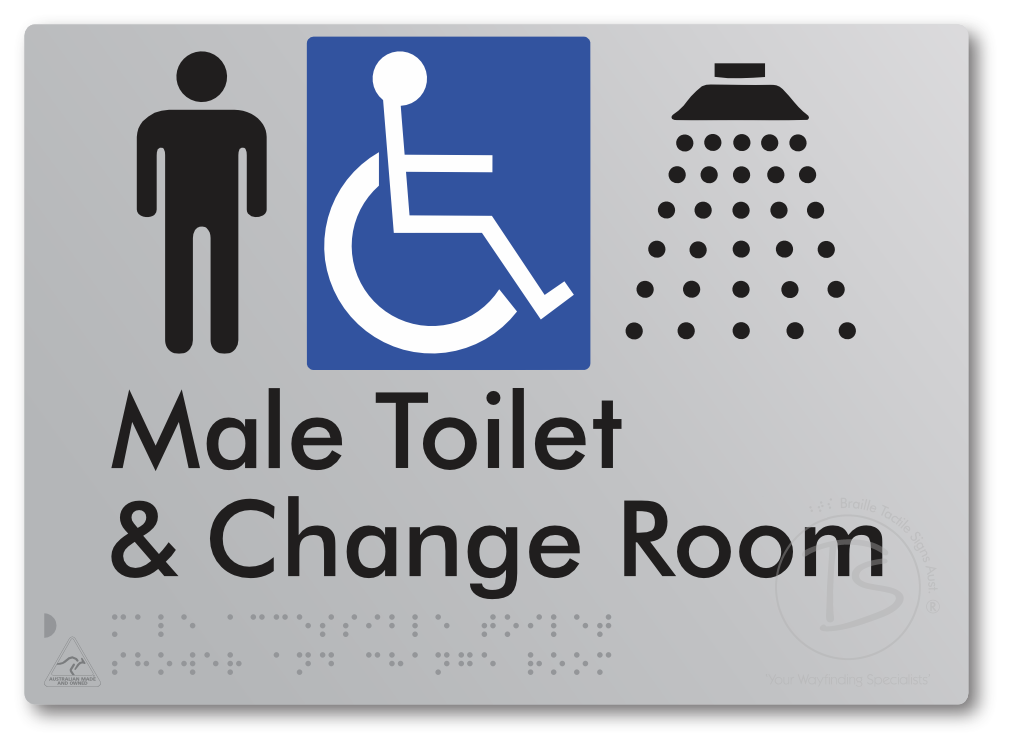 Male Accessible Toilet Shower & Change Room - Braille Tactile Signs Aust.