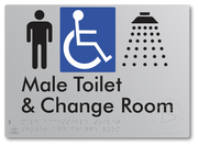 Male Accessible Toilet Shower & Change Room - Braille Tactile Signs Aust.