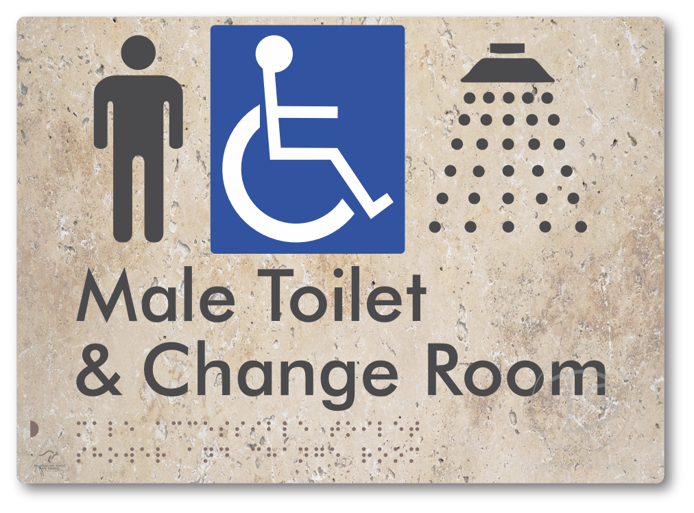 Male Accessible Toilet Shower & Change Room - Braille Tactile Signs Aust.