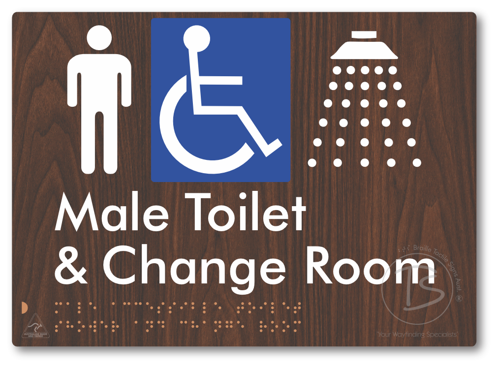 Male Accessible Toilet Shower & Change Room - Braille Tactile Signs Aust.