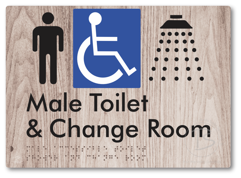 Male Accessible Toilet Shower & Change Room - Braille Tactile Signs Aust.