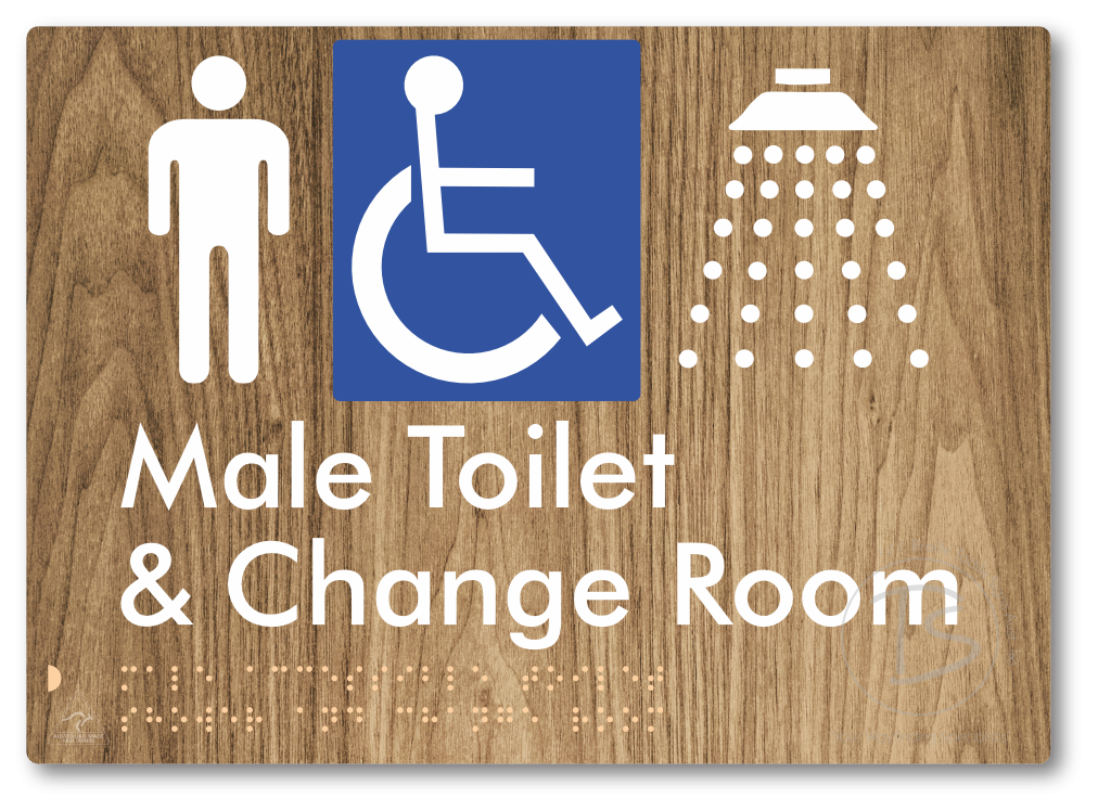 Male Accessible Toilet Shower & Change Room - Braille Tactile Signs Aust.