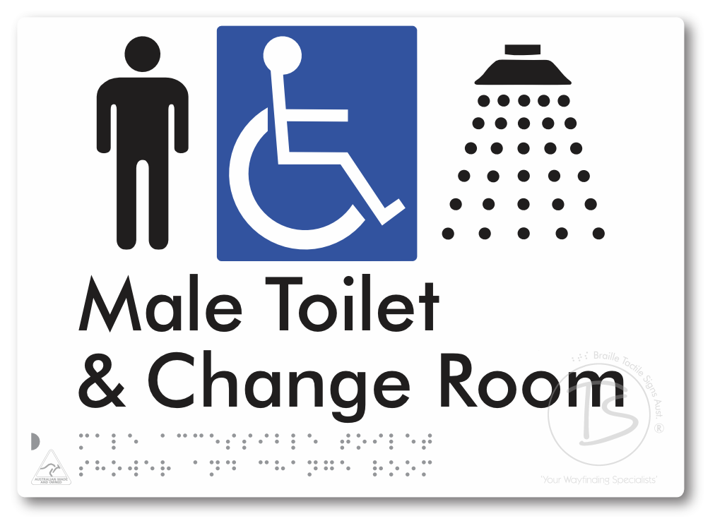 Male Accessible Toilet Shower & Change Room - Braille Tactile Signs Aust.