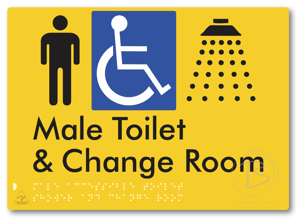 Male Accessible Toilet Shower & Change Room - Braille Tactile Signs Aust.