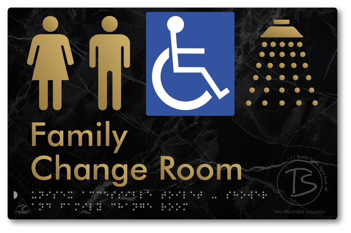 Unisex Accessible Toilet, Shower & Family Change Room - Braille Tactile Signs Aust.