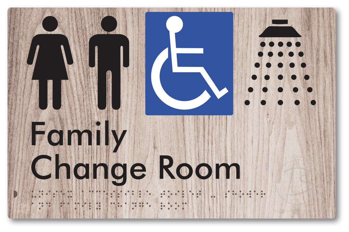Unisex Accessible Toilet, Shower & Family Change Room - Braille Tactile Signs Aust.