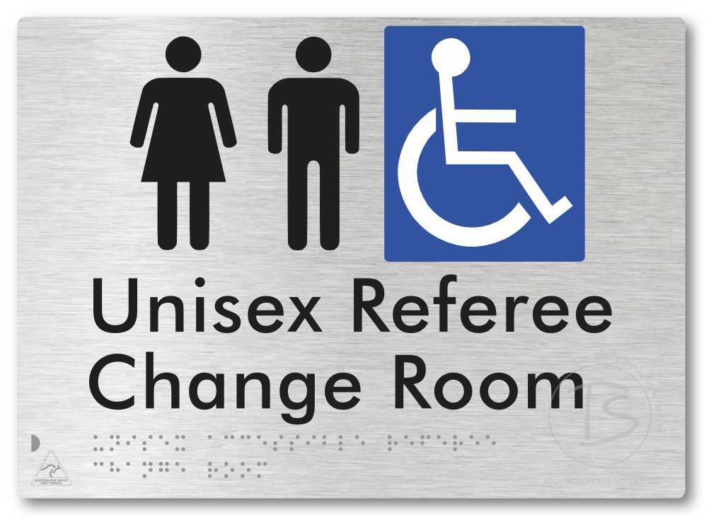 Unisex Accessible Referee Change Room - Braille Tactile Signs Aust.