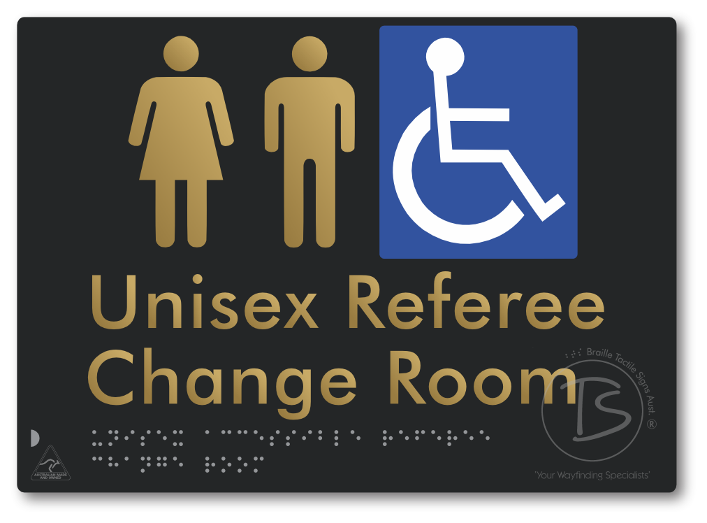 Unisex Accessible Referee Change Room - Braille Tactile Signs Aust.