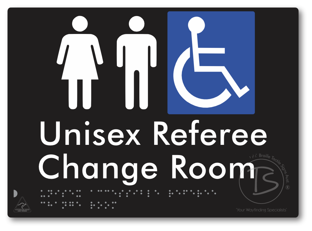Unisex Accessible Referee Change Room - Braille Tactile Signs Aust.