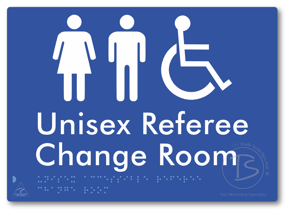Unisex Accessible Referee Change Room - Braille Tactile Signs Aust.