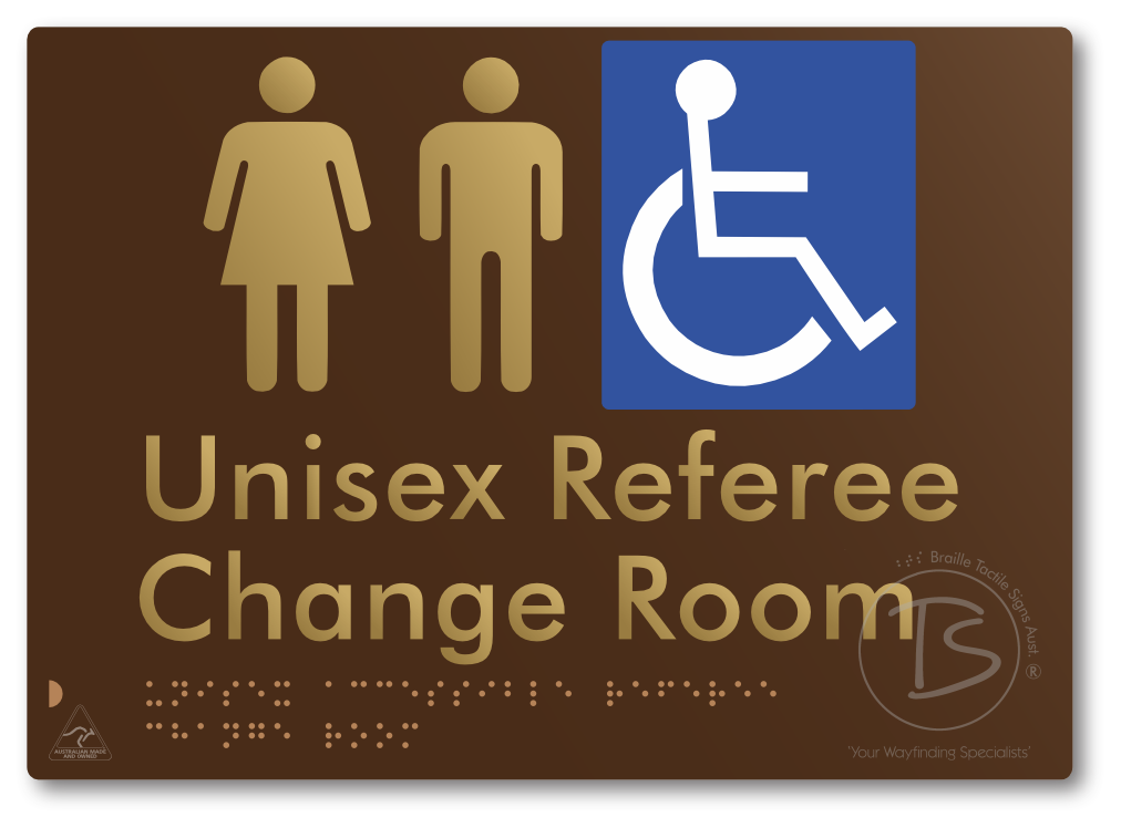 Unisex Accessible Referee Change Room - Braille Tactile Signs Aust.