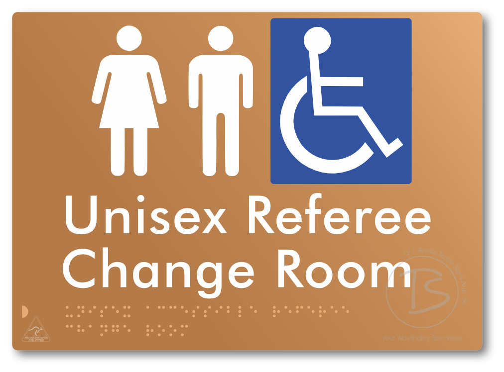 Unisex Accessible Referee Change Room - Braille Tactile Signs Aust.