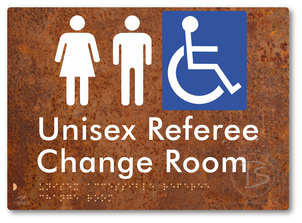 Unisex Accessible Referee Change Room - Braille Tactile Signs Aust.