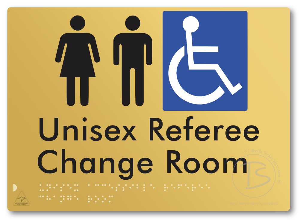 Unisex Accessible Referee Change Room - Braille Tactile Signs Aust.