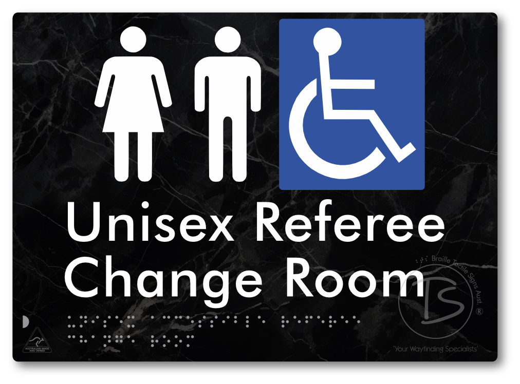 Unisex Accessible Referee Change Room - Braille Tactile Signs Aust.