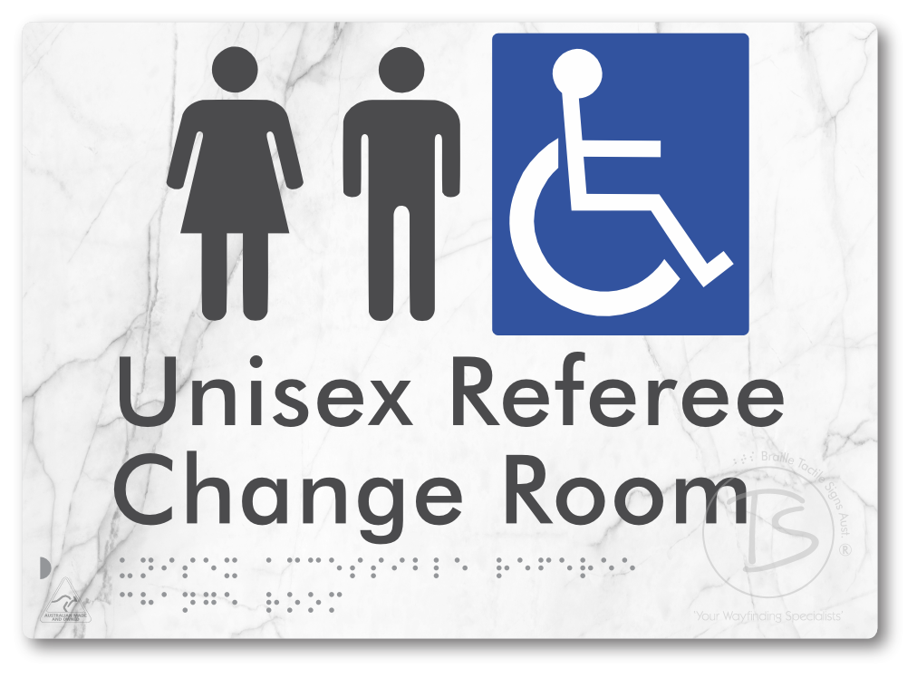 Unisex Accessible Referee Change Room - Braille Tactile Signs Aust.