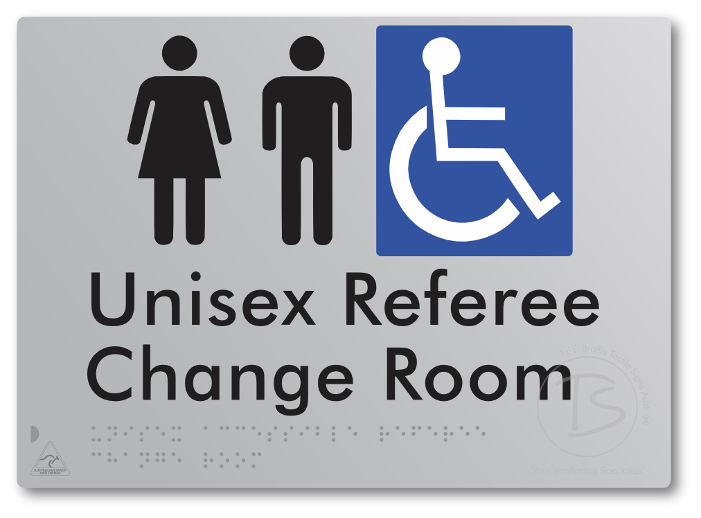 Unisex Accessible Referee Change Room - Braille Tactile Signs Aust.