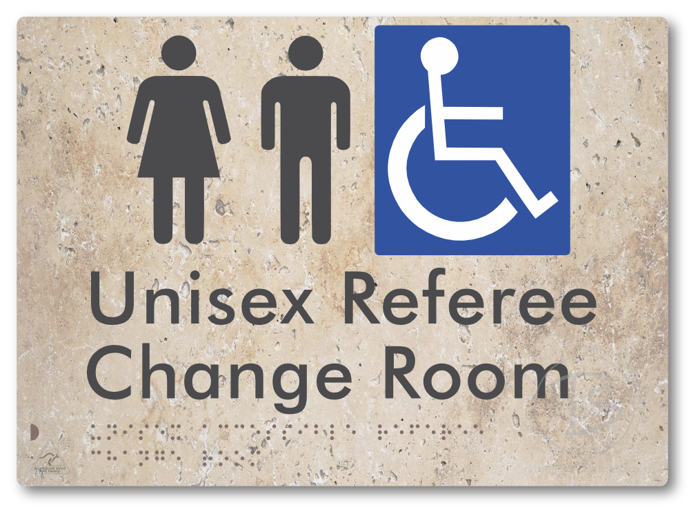 Unisex Accessible Referee Change Room - Braille Tactile Signs Aust.