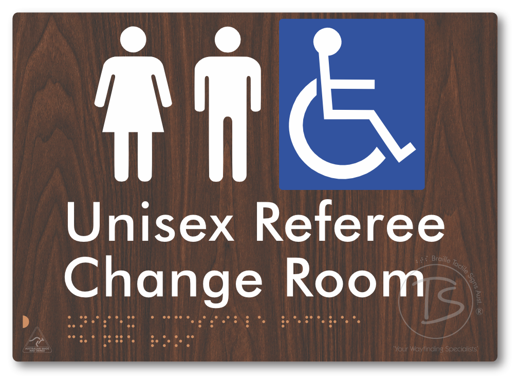 Unisex Accessible Referee Change Room - Braille Tactile Signs Aust.