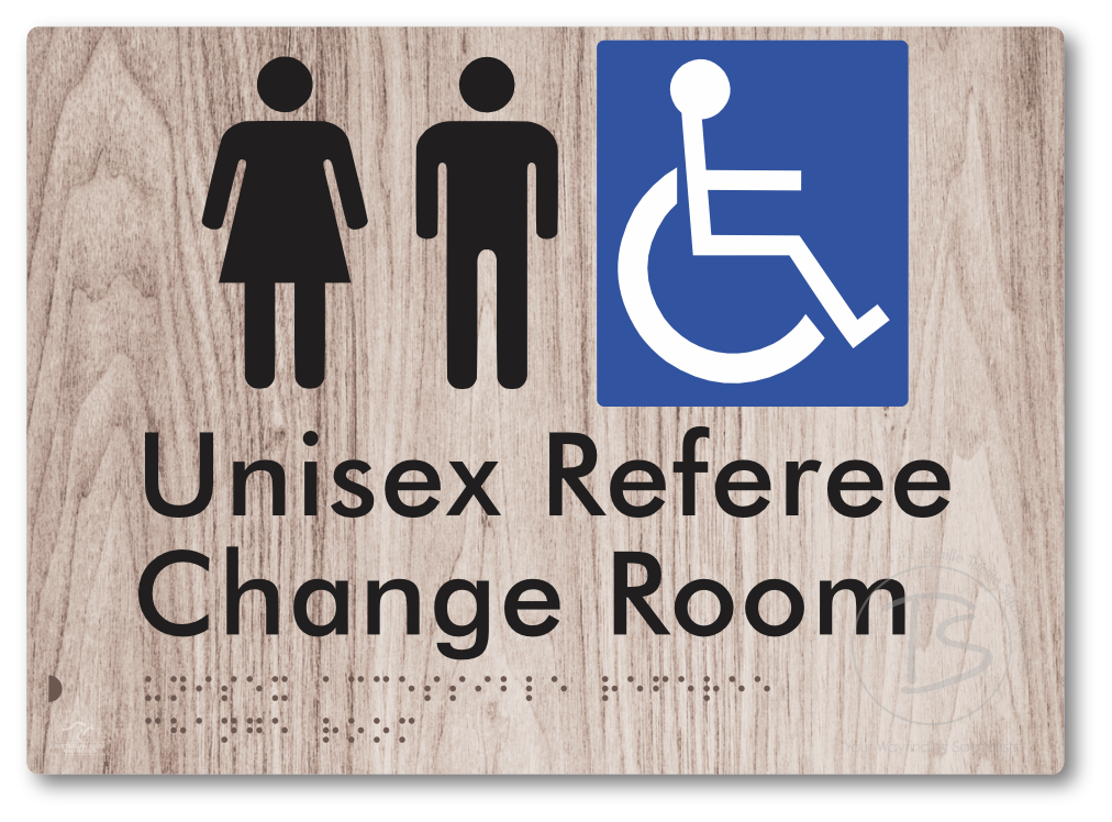Unisex Accessible Referee Change Room - Braille Tactile Signs Aust.