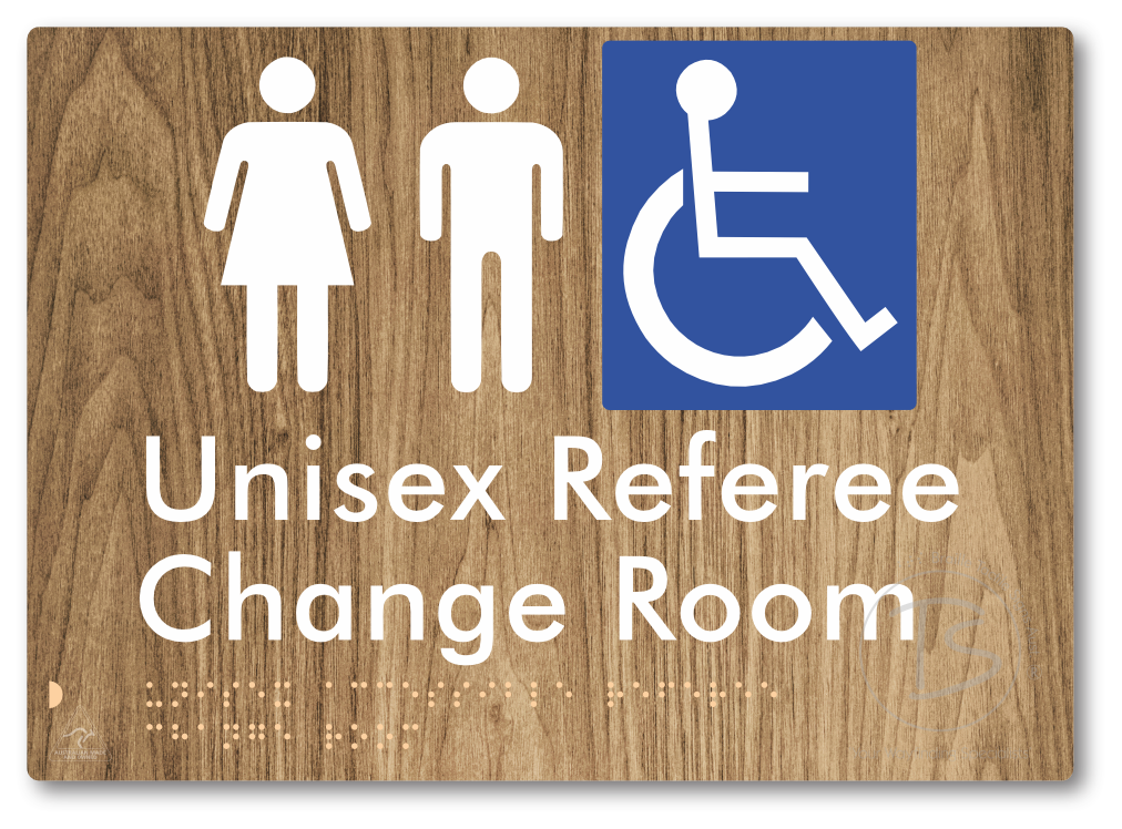 Unisex Accessible Referee Change Room - Braille Tactile Signs Aust.