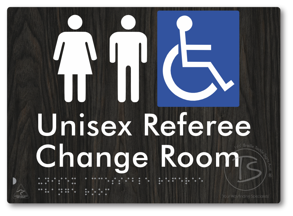 Unisex Accessible Referee Change Room - Braille Tactile Signs Aust.