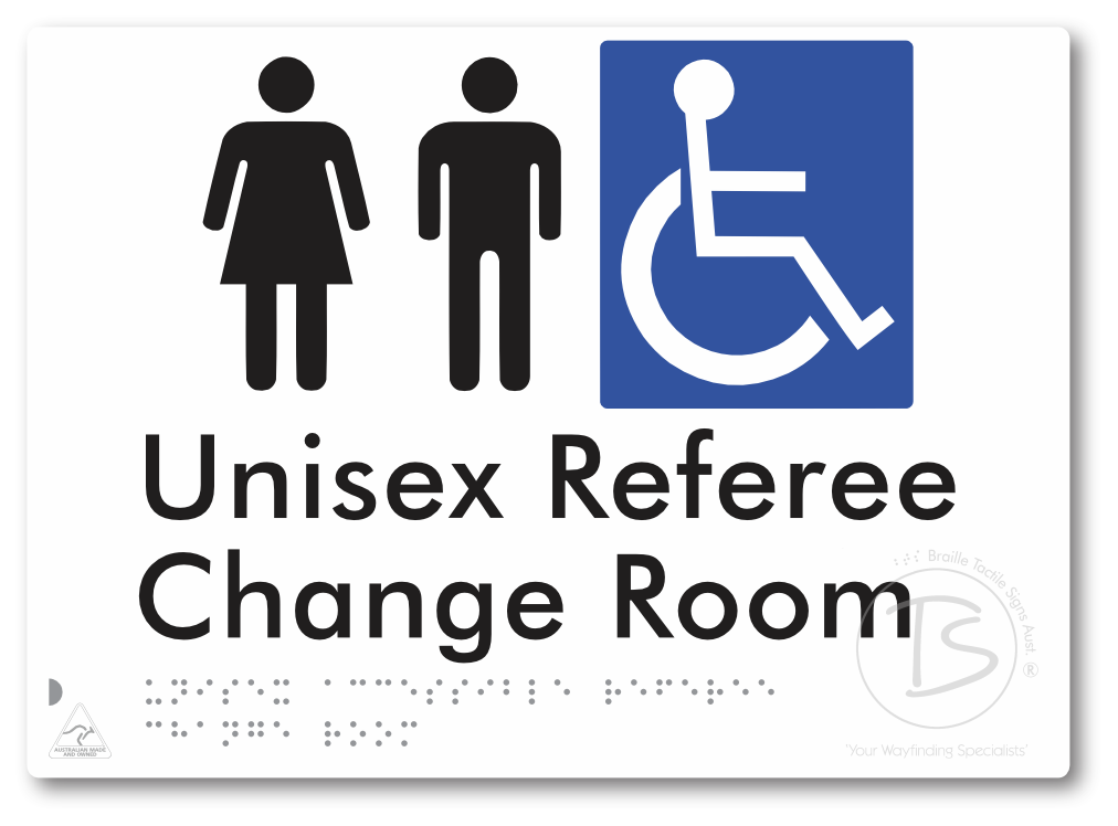 Unisex Accessible Referee Change Room - Braille Tactile Signs Aust.