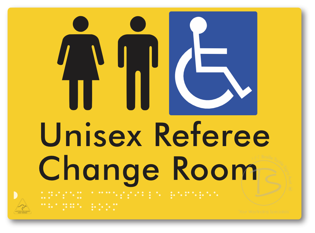 Unisex Accessible Referee Change Room - Braille Tactile Signs Aust.