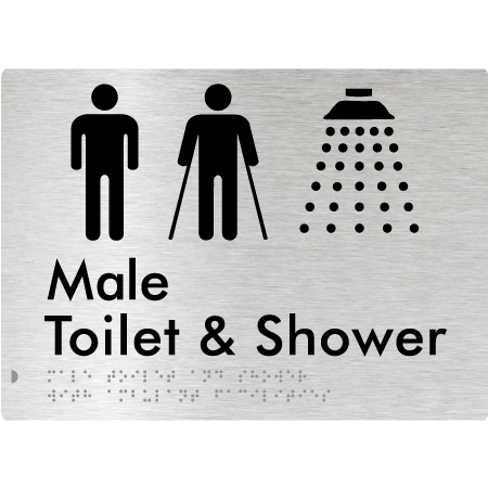 Male Toilet & Shower with Ambulant Facilities - Braille Tactile Signs Aust.