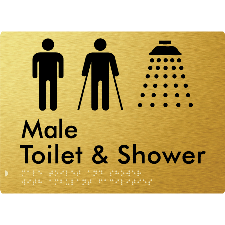 Male Toilet & Shower with Ambulant Facilities - Braille Tactile Signs Aust.